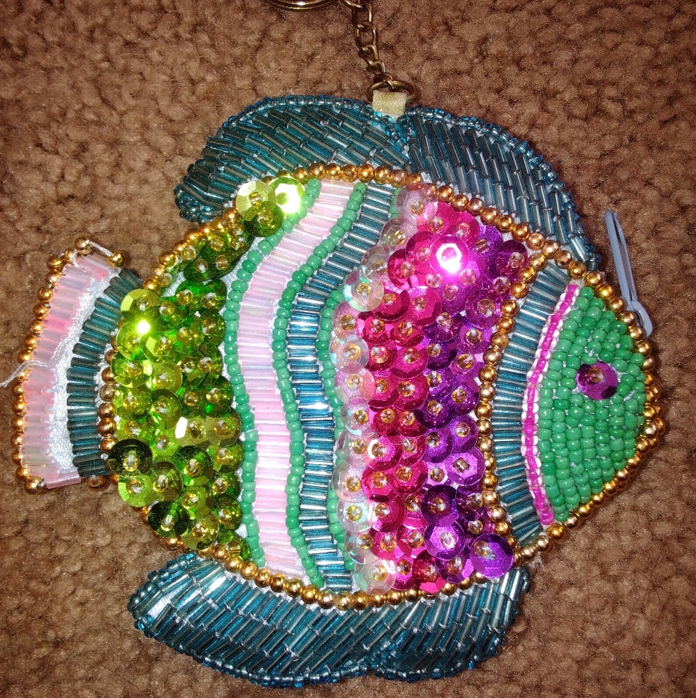 Beaded coin purse and key chain